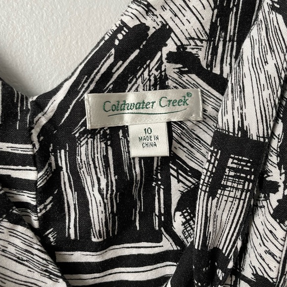 Coldwater Creek Black Abstract Stripe Fit Flare Sleeveless Midi Dress Size 10 - Picture 11 of 11